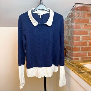 Joie Wool and Cashmere Sweater With Attached Collar and Sleeve